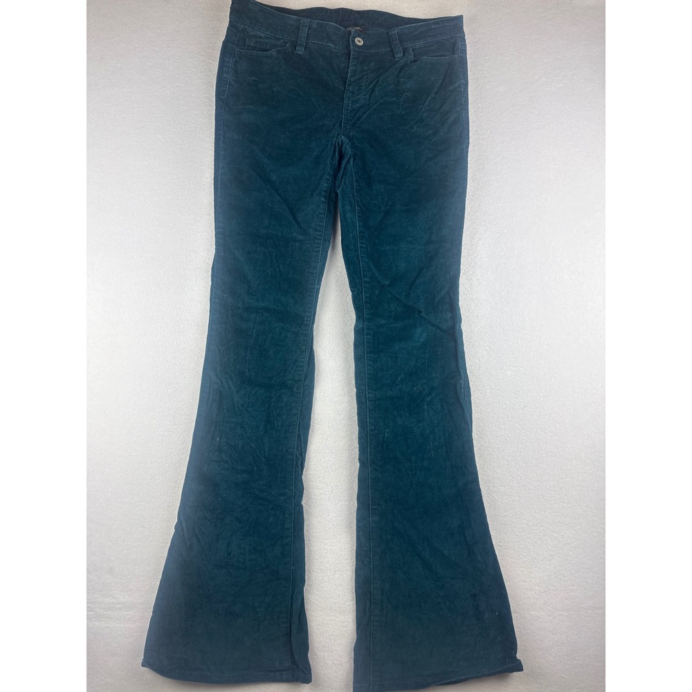London Jean Teal Blue Corduroy Flare Pants Women's 4L Low Rise Boho 70's Retro